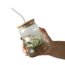 Mug à café élégant en verre avec couvercle et paille - Idéal pour la maison/le bureau - Un cadeau parfait pour les femmes - 1 pièce, adapté à