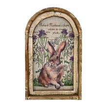 Aihimol Décoration murale lapin 30 x 20 cm, cadre rustique en bois vintage, style campagne française, affiche artistique lapin pour la maison et