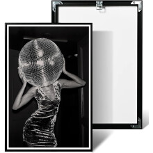 Décoration murale vintage et funky, affiche esthétique « Hot Girl » avec boule disco, impression sur toile noir et blanc, cadre 24x36 pouces,