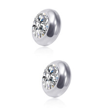 Warkul 1 Pair Ear Studs Non-Piercing Magnetic Stainless Steel Round Colored Rhinestone Embedded Men Women Earrings Fashion Jewelry