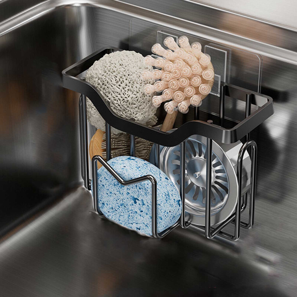 Sponge Holder For Kitchen Sink With Strong Suction, Removable Dish Caddy, Rustproof Aluminum Compatible With Sponges, Brushes, Stoppers & Scrapers 9340258098710