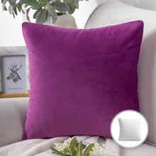 Phantoscope Soft Silky Velvet Series Decorative Throw Pillow, 22" x 22", Purple, 1 Pack