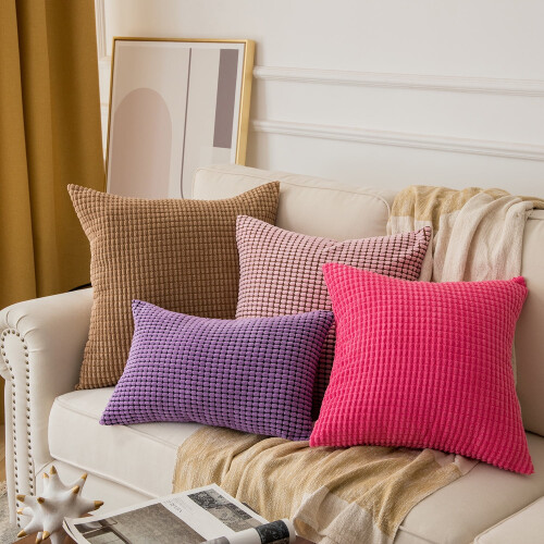 Phantoscope 22" x 22" Transitional Orange Striped Polyester Blend Throw Pillow , ( 2 Count) 2