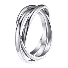 Couples Ring Stainless Steel Rings For Women Dome Band Ring Stackable Cross Rings For Teen Girls Jewelry Gift Wedding Ring Silver Size 6