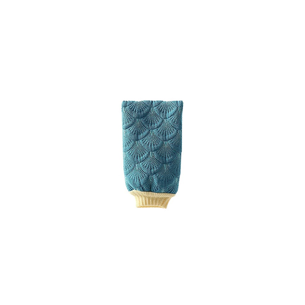 Exfoliating Mitt for Shower with Dual Action Body Scrubber for Dead Skin Removal, Blue Reusable