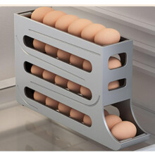 4-Tier Egg Storage for Fridge - Automatic Scrolling Egg Rack, Compatible with Standard Fridges - 30-Egg Capacity Organizer (White)