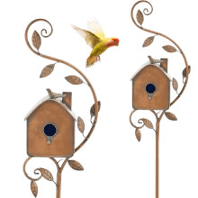 SunyaMood Metal Bird House with Pole Garden Outdoor Metal Birdhouse Decoration Bird Houses for Outside with Pole for Outdoor Yard Garden Decor