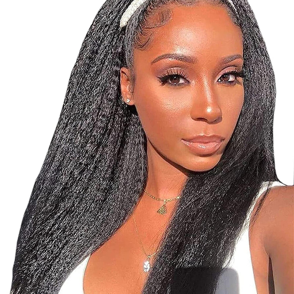 Unisex 13X4 Lace Front Human Hair Wig Pre Plucked Natural Hairline Kinky Straight Brazilian Wig