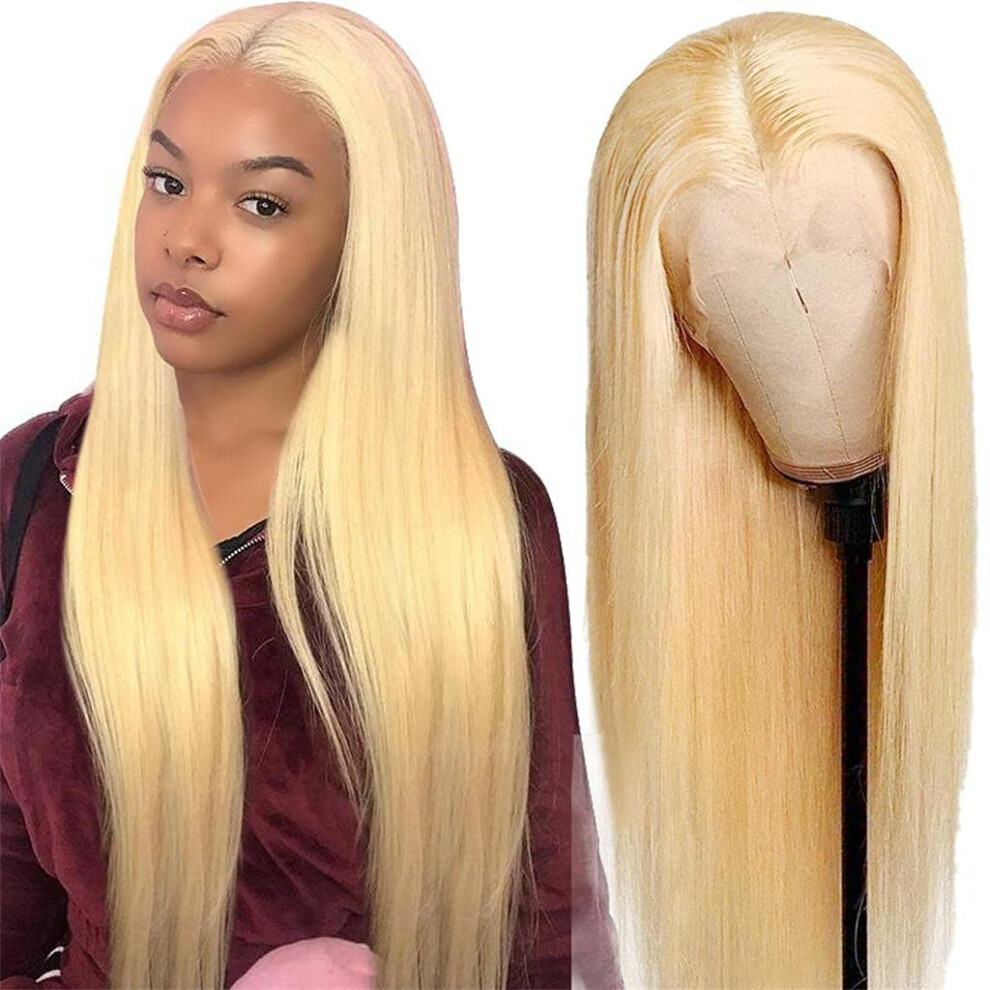 Unisex 30 Inch 613 Blonde Lace Front Wig Brazilian Human Hair Pre Plucked 13X4 Transparent Lace