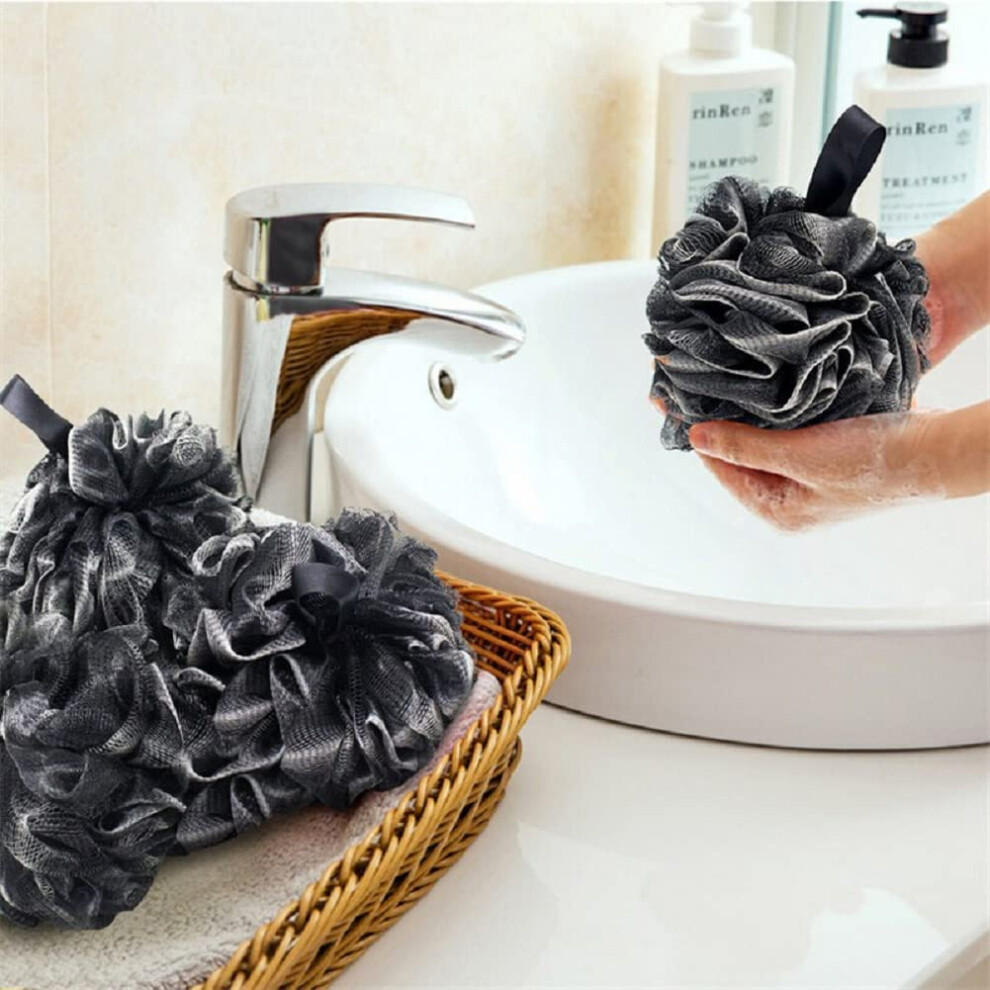 Bamboo Charcoal Bath Pouf Large 75g Soft Mesh Shower Loofah for Gentle Skin Exfoliation