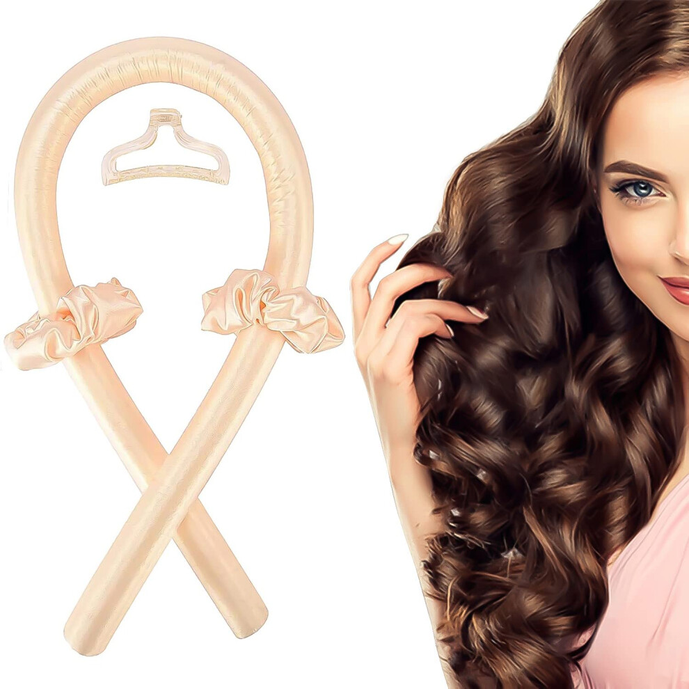 Yellow Heatless Hair Curlers For Long Hair Overnight Styling With Soft Foam Rods And Curling Ribbon