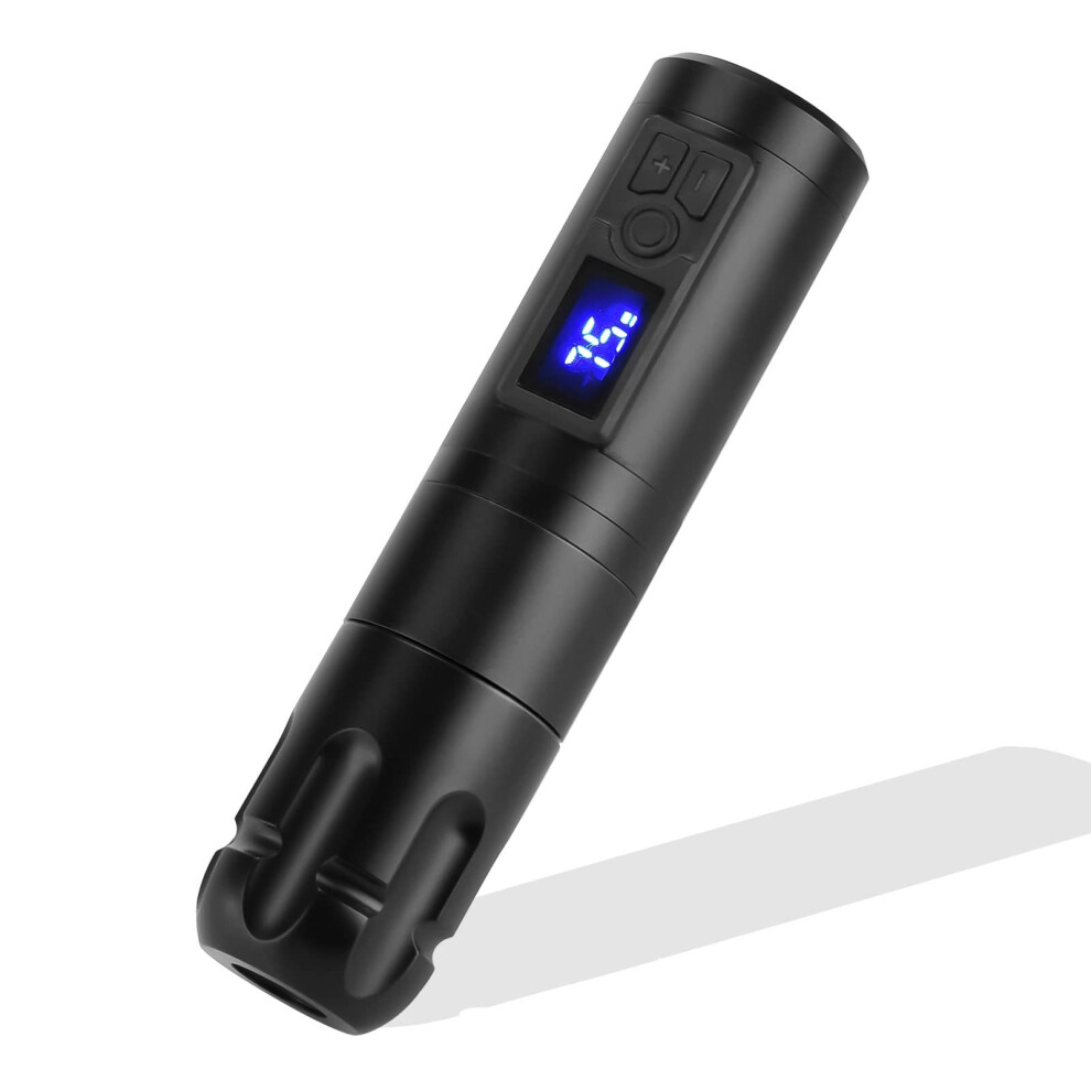 Black Rotary Tattoo Pen Cordless Dualbattery 11000 Rpm Adjustable Needle Depth Low Noise