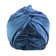 Peacock Blue Silk Sleep Cap for Women – Frizz Reduction, Moisture Retention, Adjustable Bonnet