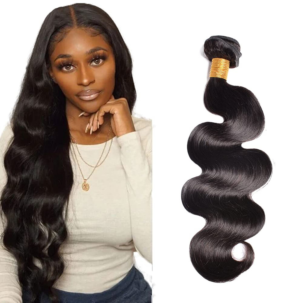 Brazilian Body Wave Hair 12 Inch 1B Virgin Human Hair Bundle Tangle Heat and Dye Friendly
