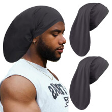 2 Pieces Dreadlock Cap Wide Elastic Black Loc Cap for Long Braids and Full Hair