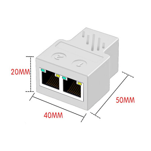 Διπλός διαχωριστής Ethernet RJ451 σε 2, καλώδιο τροφοδοσίας USB που επιτρέπει ταυτόχρονη 2