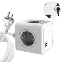 Extra rozšírená adaptérová zásuvka 7 v 1 s duálnym vysokovýkonným USB portom, modulárne rozšírenie pre ďalšie zásuvky (kompaktný