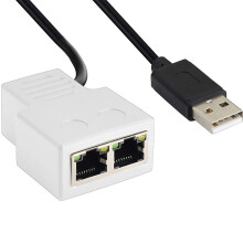 Podwójny rozdzielacz Ethernet RJ45 1 do 2, kabel zasilający USB umożliwiający jednoczesne korzystanie z sieci i ładowanie, zaawansowana