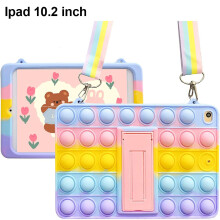 Husă din silicon pentru iPad 10.2 inch 2019/2020, Pop It Stress Relief, lavabilă, design special Fidget, design impermeabil, prindere