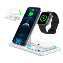 Încărcător wireless rapid pentru iPhone, Airpods, Apple Watch Series Ultra, adaptor de alimentare mare îmbunătățit de 15w, orificii de