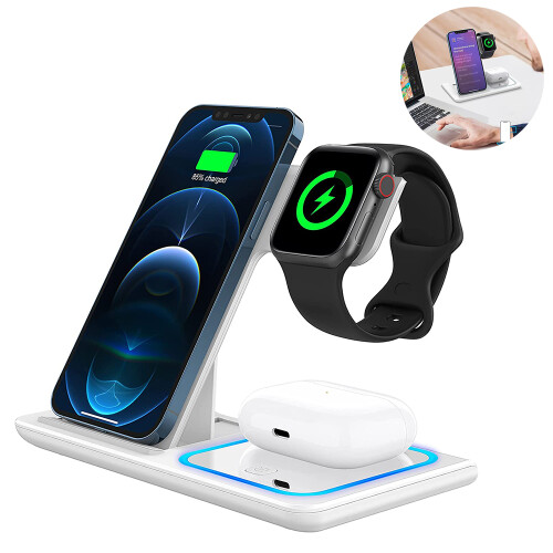 Ασύρματος φορτιστής για iPhone, Airpods, σειρά Apple Watch, αναβαθμισμένος προσαρμογέας 1