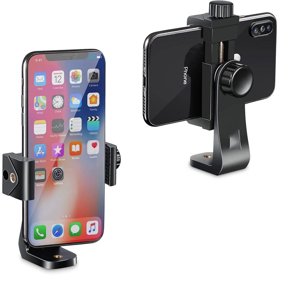Aluminum Holder Stand For Smartphones, Portrait & Landscape Setup With Forward & Backward Tilt, Adjustable 360 Tripod Mount Adapter For Iphone, 9176269838089