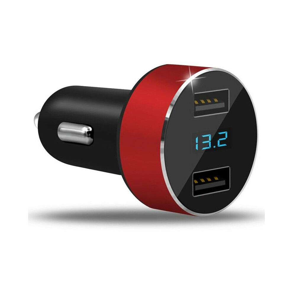 Quick Charge Car Charger Adapter, Dual Ports With 3.1A Output, Intelligent Current Adjustment, Led Voltage Display For High-Speed Charging, Compact De 9176269839741