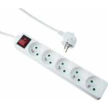 Stylish Power Strip, White For Contemporary Spaces, Extension Cable Offers Flexibility, Compact Design For Any Room