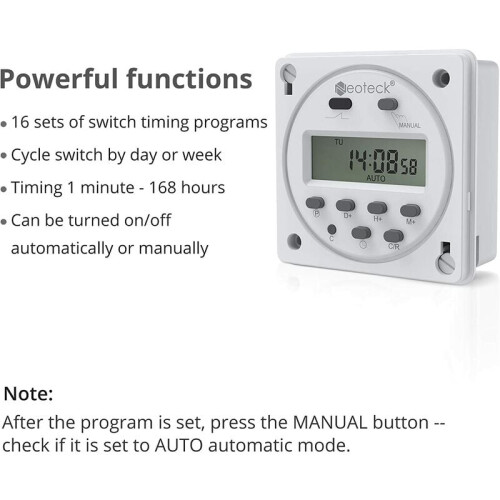 Digital Programmable Timer Switch For Anti-Interference, Smart Control For Up To 16 Switching Programs Energy Efficient 12V Timer Relay With Waterproo 1