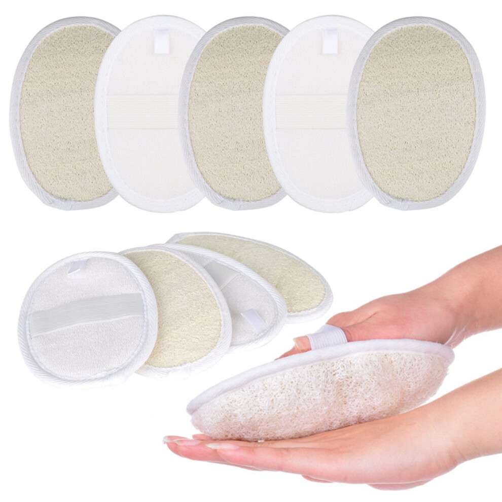 5pcs Natural Exfoliating Loofah Sponge Pads with DualSided Terry Cloth for Shower and Spa