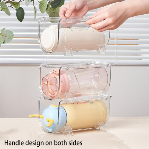 Stackable Water Bottle Organizer Clear PET Holder for Kitchen Cabinet Dining Bar Single Grid 2