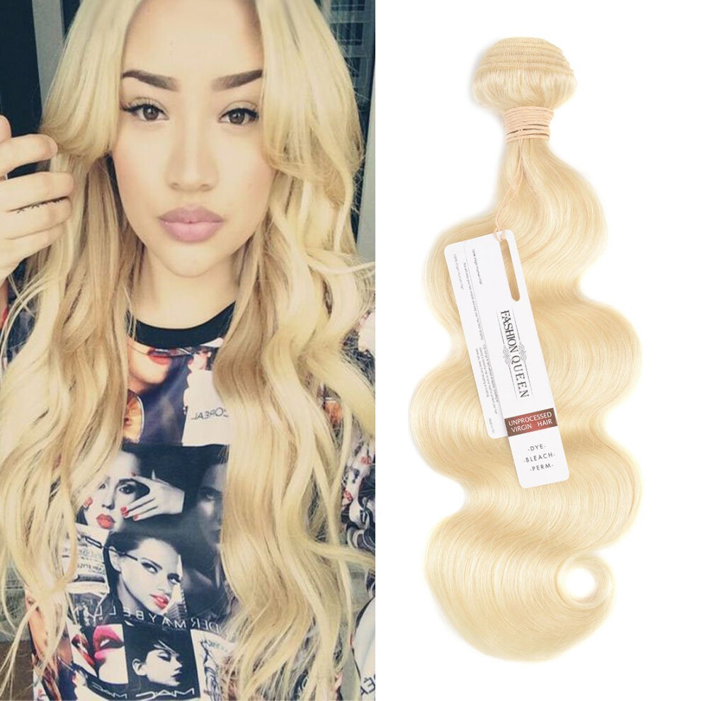 Unisex 613 Blonde Hair Bundles Brazilian Virgin Human Hair Body Wave 16 Inch Tangle And Dyeable