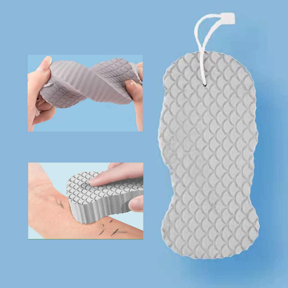 Grey Exfoliating Sponge Bath Body Scrubber For Gentle Dead Skin Removal, Reusable Shower Use