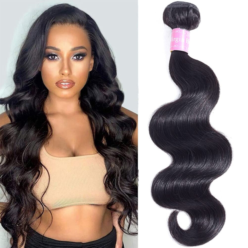 Unisex Black 14 Inch Brazilian Body Wave Hair Bundle Natural Virgin Human Hair Extension Tangle