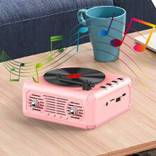 Jacenvly Grinch Christmas Decorations Compatible with Retro Record Player, Wireless Bluetooth Speaker, Mini Portable Design, Subwoofer, Gift for Room