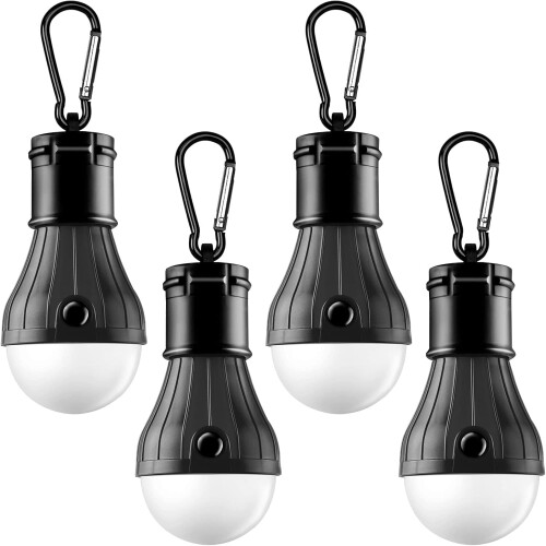 FLY2SKY Φορητό φωτιστικό σκηνής LED, 4 τεμάχια με γάντζο, λάμπα έκτακτης ανάγκης για