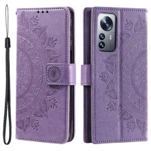 Étui portefeuille SKALO Mandala compatible avec Xiaomi 12 Pro - Violet