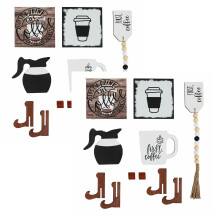 Xubond Home Decor, Coffee Home Tiered Tray Decor Set Rustic Farmhouse Wood Sign Sweet Room Decor, White, Serving Tray