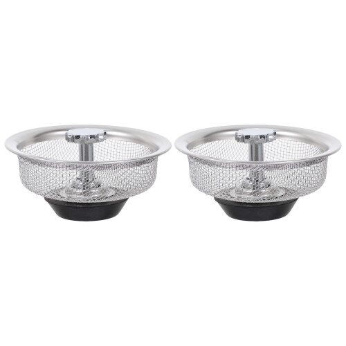 Lot de 2 crépines d'évier en acier inoxydable, bouchon et maille.