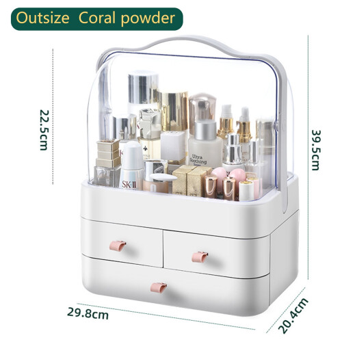 Large Capacity Cosmetic Storage Box Dustproof Desktop Drawer Beauty Makeup Organizer (White) 1