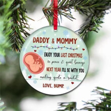 WinysinCelebrate The Upcoming Baby Christmas Shona Maisiú Adhmaid Ceiliúradh Saoire Crochta Cuimhneacháin