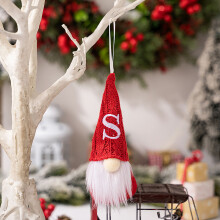 Juletre-anheng med ansiktsløst dvergdesign, liten hengende ornament til juletredekorasjon, S