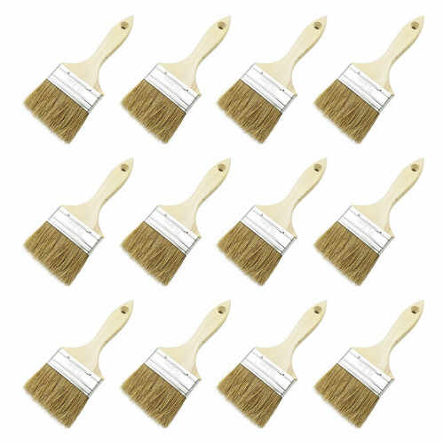 Conjunto de 12 pincéis WinysinChip Brush de 3 polegadas, em porcelana natural.