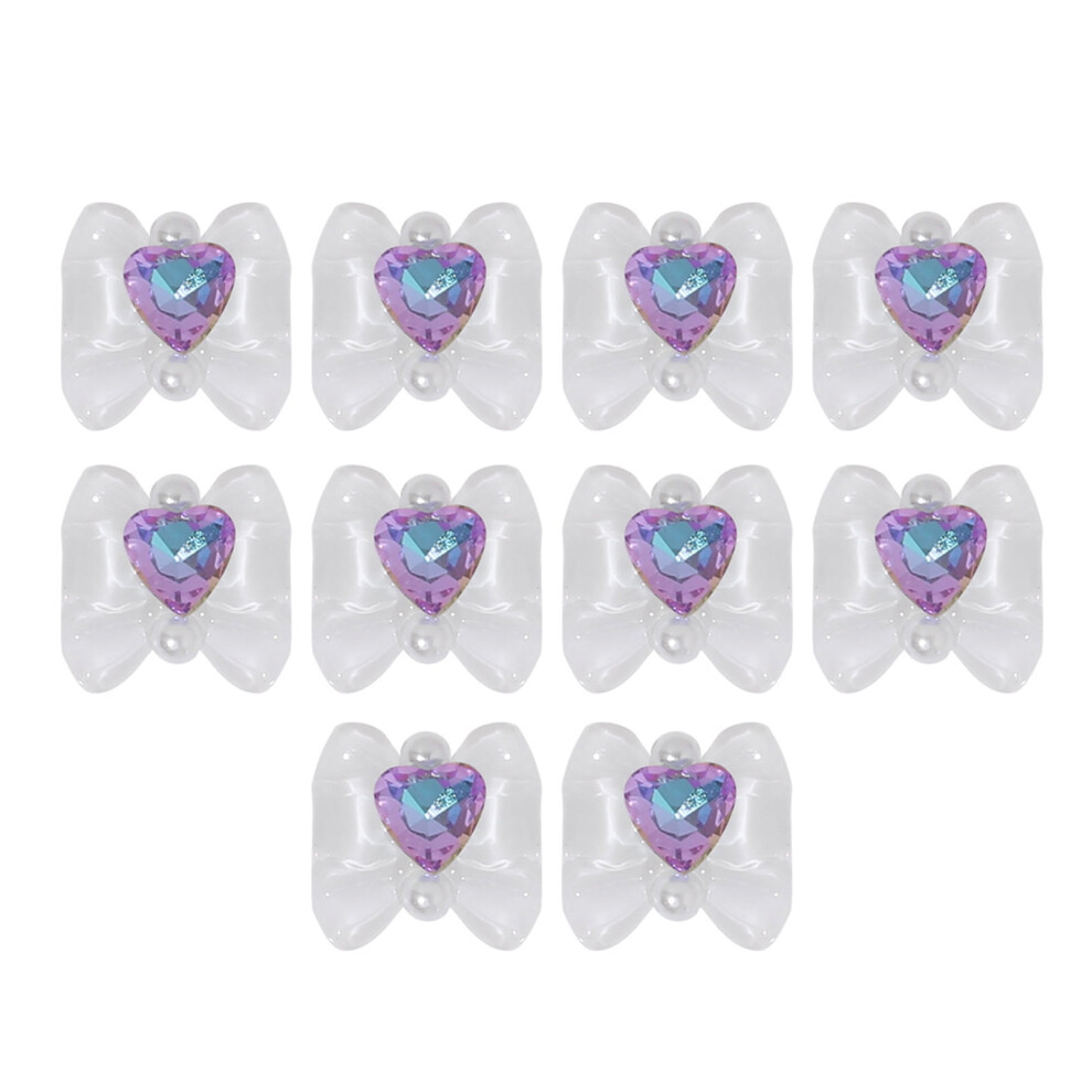 Hesroicy 10Pcs Nail Decals Shiny Beautifully 3D Effect Non-falling DIY Nail Art Resin Faux Pearl Love Nail Drill Nail Supplies