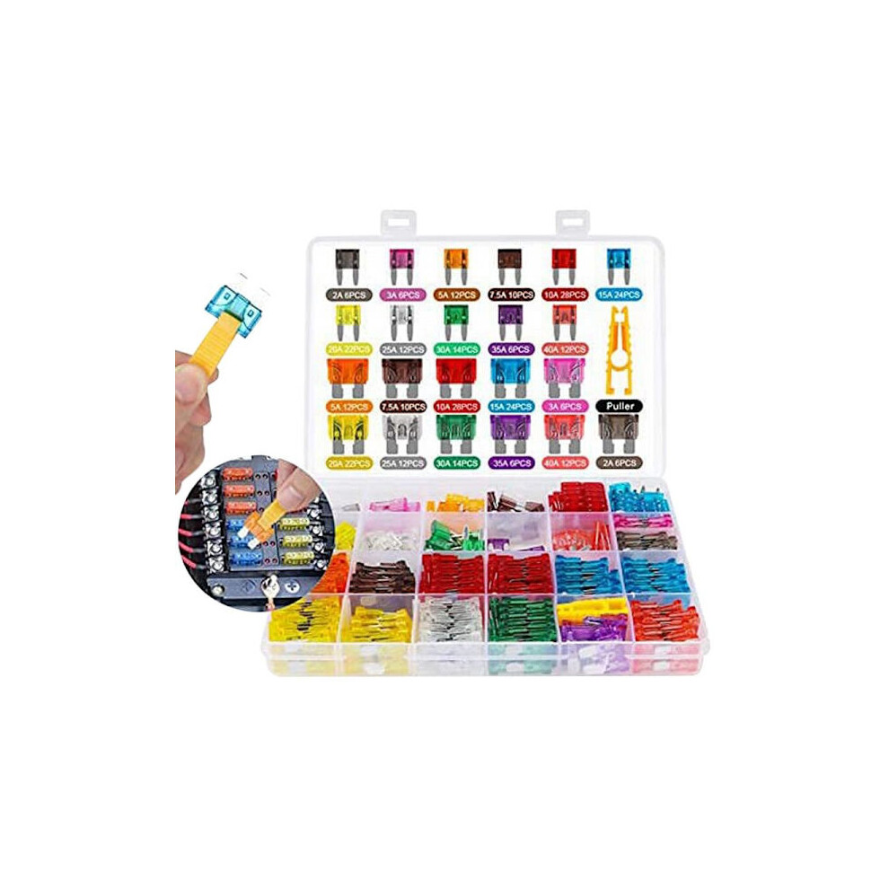 300Pcs Mini Anti-Theft Car Fuse Socket Fuse Splitter Fuse Kit (2A/3A/5A/7.5A/10A/15A/20A/25A/30A/35A/40A) With Fuse Puller 9773935827288