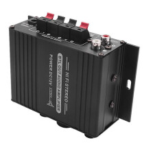 12V Mini Audio Power Car Amplifier Digital Audio Receiver AMP Dual Channel 20W+20W Bass Treble Volume DB Black