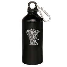20oz aluminium sportsvannflaske karabinklemme tribal elefant (svart)