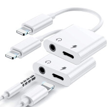 siisll 2 Pcs compatible with iPhone Headphones Adapter Lightning to 3.5mm Aux Audio + Charge Splitter for iPhone 14 13 12 11 XS XR X 8 7 6 & iPad