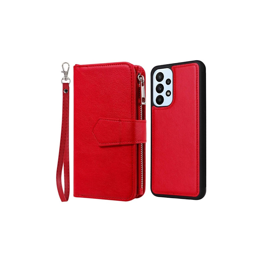 Compatible With Samsung Galaxy A23 5G 2In1 Magnet Case / Wallet Case Red 9773935829091