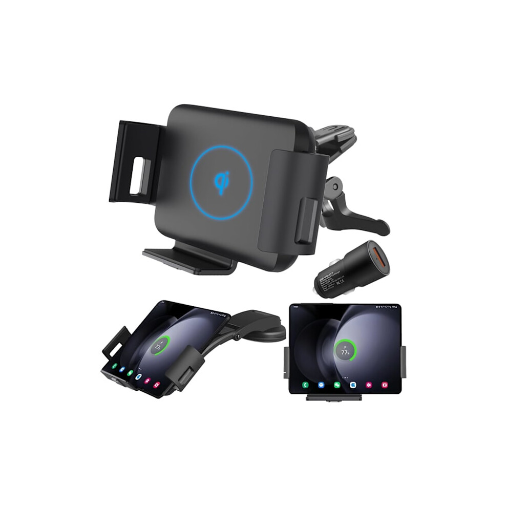 2025 Latest 15W Qi Wireless Car Charger Mount Holder Compatible With Samsung Galaxy Z Fold7 Fold6 Fold5 Fold4 Fold3 Fold2 Fold 4.3In- 9773935829329